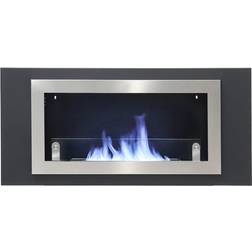 Living and Home Stainless Steel Wall Mounted Fireplace 53.5 x 15 x 114.5 cm