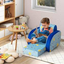 Cwy Mysig 3-i-1 Konvertibel Barnfåtölj Hopfällbar Barnsoffa 92 x 47 x 29 cm Blå