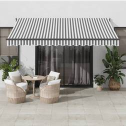 vidaXL Markis Infällbar Antracit Och Vit 4x3 m Tyg & Aluminium