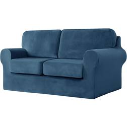 Rosalind Wheeler With Separate Seat Cushions And Backrests 185cm H x 235cm W x 104cm D Loose Sofa Cover Blue