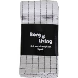 Borg Living Kokkeviskestykker 50x100 cm Hvide Med Sorte Tern Viskestykke Hvid, Sort (100x50cm)