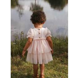 Lil'Atelier Baby Girls Tulle Layered Short Sleeve Body Dress - Peach Blush