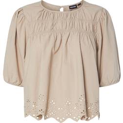 Pieces Pcsalmina 2/4 Top Med Korte Ærmer - Beige