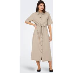 Only Onlcaro Lang Kjole - Mørkebeige