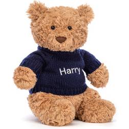 Jellycat Bartholomew Bear with Personalised Navy Jumper