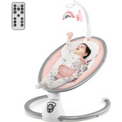 Cwy Elektrisk Babyswing Babyrocker Med 5 Huskenivåer 65,5 x 71,5 x 76 cm Rosa