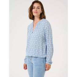 Kaffe Ditte Moonstruck Print V-Neck Blouse - Mid Blue