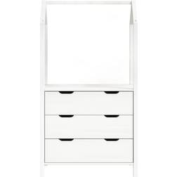 IDIMEX Commode Enfant Montessori 3 Tiroirs 1 Tringle En Bois Massif Blanc