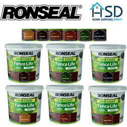 Ronseal 5L One Coat Life Quick Dry Garden Shed Fence Wood Paint Stain Protector Wood Paint Grey