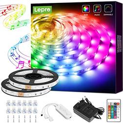 Lepro LED-Remsa 10 m 2 x 5 M RGB Dimbar Ljusslinga Ljuslist