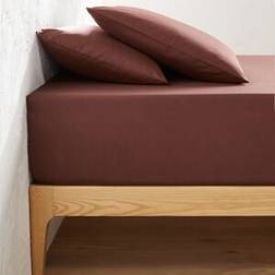 LA REDOUTE INTERIEURS Scenario Plain 100% Cotton Fitted for Deep Mattresses 32cm Mahogany 90X190cm Bed Sheet