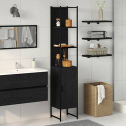 vidaXL Bathroom Cabinet Black Oak 33 x 33 x 185.5 cm