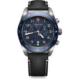Victorinox Swiss Army Herren Chronograph Blue Dial Black Leather Strap Men's Watch 242047