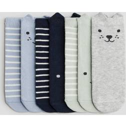 H&M Baby 7-Pack Strumpor - Ljusblå/Randig