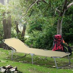 OutSunny Sun Lounger Camping Cot Beige 58 x 15 x 71 cm