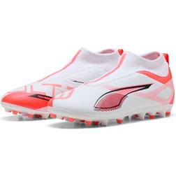 Puma Ultra 5 Match Laceless MG Unlimited - White/PUMA Svart/Röd