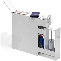 HYGRAD Slim White Wooden Free Standing Portable Bathroom Cabinet Organiser Storage