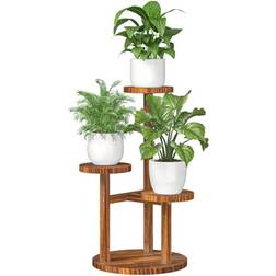 Bamworld Plant Stand Indoor Corner Wood Plant Shelf 3 Tier