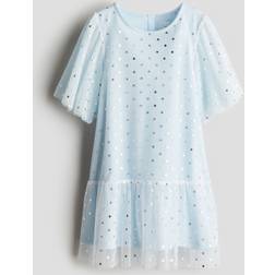 H&M Girls Blue Foil-Print Tulle Dress - Blue