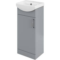 B&Q Veleka Gloss Grey Freestanding Cloakroom Vanity Unit & Basin Set 400mm 874mm