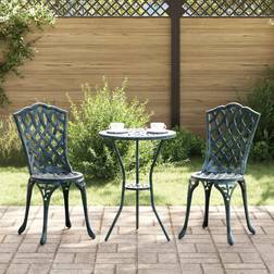 vidaXL 3 Piece Garden Green Cast Aluminium Bistro Set, 1 Table incl. 2 Chairs