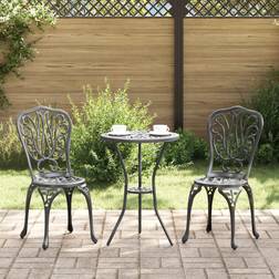 vidaXL 3-Piece Garden in Black Cast Aluminum Bistro Set, 1 Table incl. 2 Chairs