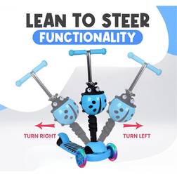 Trendi Switch 5 in 1 Scooter Foldable Adjustable Height 3 Wheel Boys Girls Blue