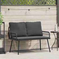 vidaXL Sort 114x64x78 cm Poly Rattan Havebænk