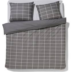 Hema Polycoton 240x220 Carreaux Gris Housse de couette Gris
