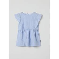 Polarn O. Pyret Striped Frilled Sleeve Kids Top - Blue