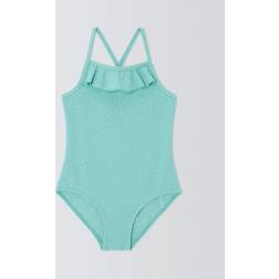 John Lewis Kids' Ruffle Top Textured Swimsuit - Green
