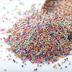 Shein 16g/pack 2mm Electroplating Mix Color Glass Seed Bead DIY Jewelry Accessory