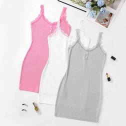 Shein 3pcs Set Women Lace Button Design Casual Camisole - Nightgown