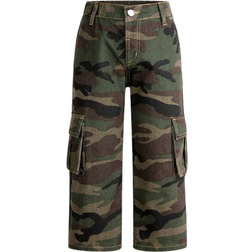 Shein Camouflage Print Cargo Pocket Casual Loose Street Cool Denim Jeans For Young Girls