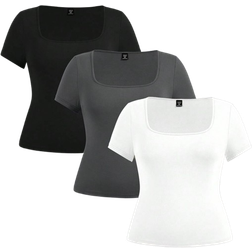 Shein pcs Plus Womens Short Sleeve Short Casual Slim Fit TShirt Summer