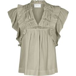 Neo Noir Jayla S Voile Top - Smoke Green
