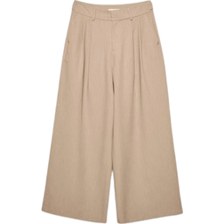 Stradivarius Tall Bukser Med Vide Ben Og Plisseringer - Gråbrune