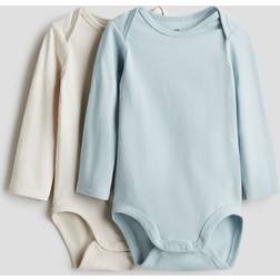 H&M Baby Super Soft Cotton Envelope Neck Bodysuits - Turquoise