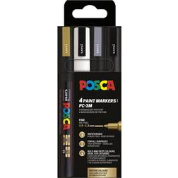 Posca Uni PC-3M Gold Weiss Silber Schwarz 1.30mm 4x