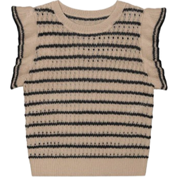 Shein Crochet Knit Striped Sweater Vest - Nutmeg Color