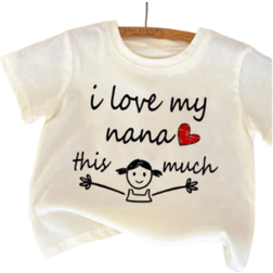 Shein Love My Nana Baby Girl Casual Letter Print Short Sleeve Round Neck TShirt Summer