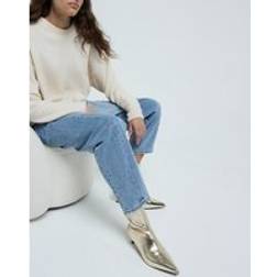River Island Womens Gold Slant Heel Sock Boots - 9