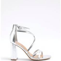 River Island Womens Silver Strappy Blocked Heel Sandals - 8