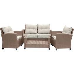 Sunfun Soffgrupp Sävsjö Konstrotting Natur Loungeset, 1 Bord inkl. 2 Stolar & 1 Soffor