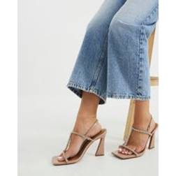 River Island Womens T Bar Heeled Sandals - Pink Diamante
