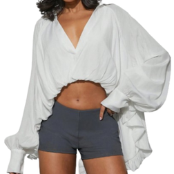 Shein Balloon Bubble Hem High Low Shirt - Deep V