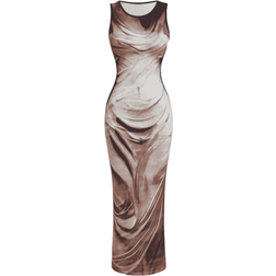 Shein Womens TieDye Print Fitted Dress Summer Long Dress Long Dress Green Dress