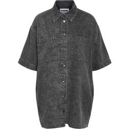 Noisy May Nmoregon Oversize Jeansskjorta - Grå