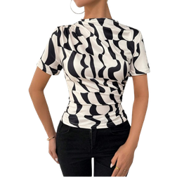 Shein Asymmetrisches Geometrisches Muster T-Shirt - Damen