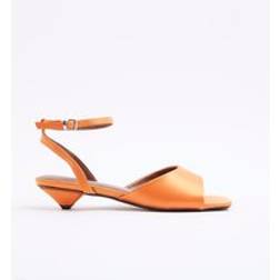 River Island Womens Satin Pyramid Heeled Sandals - Orange